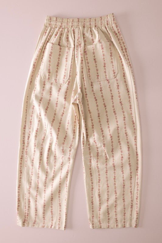 Floral Pink Barrel Pant
