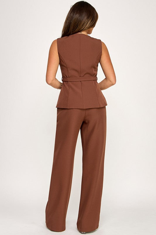 Brown Vest & Pant Set