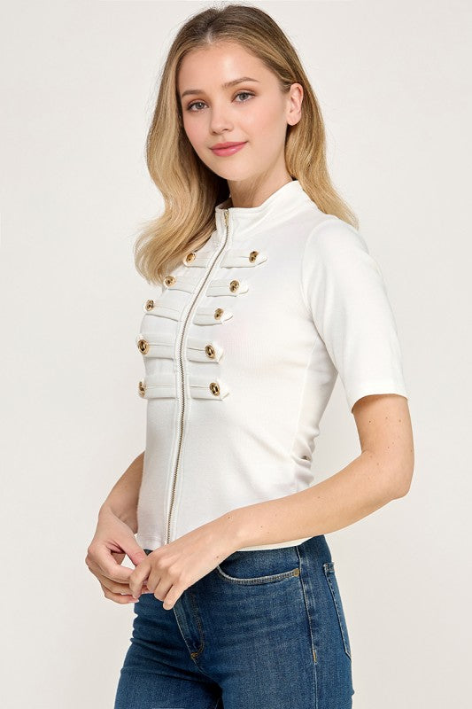 Pre-order Agosto 3 White Napoleonic Zipper