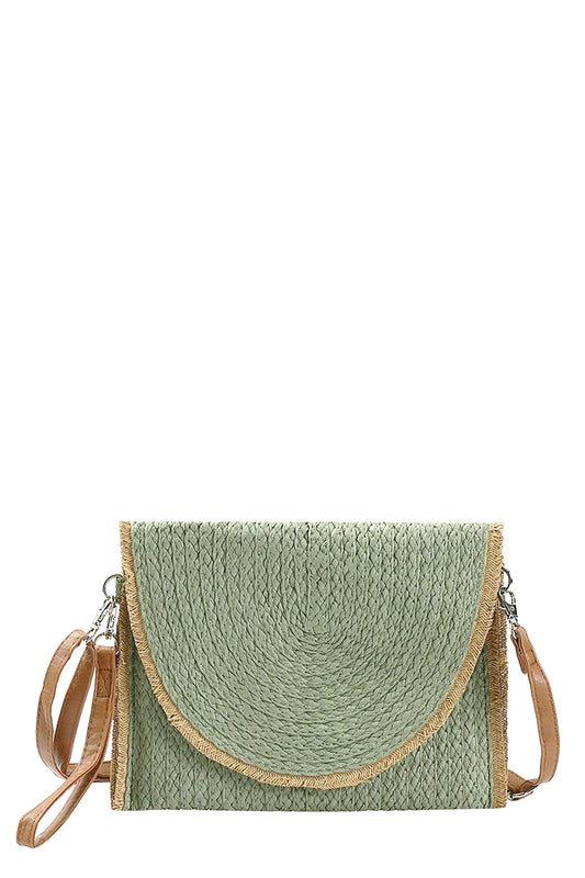 Olive Rattan Crossbody