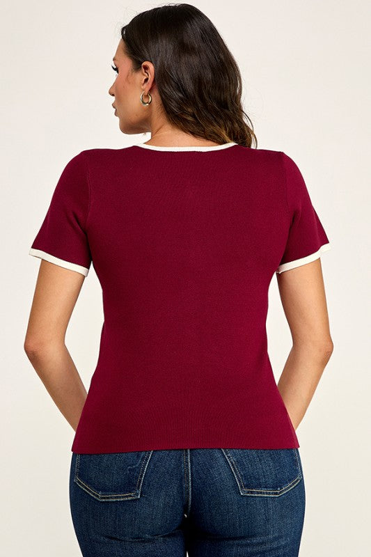 Pre-order July 27 Burgundy Sweater Top