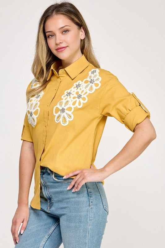 Mustard Flower Patch Shirt