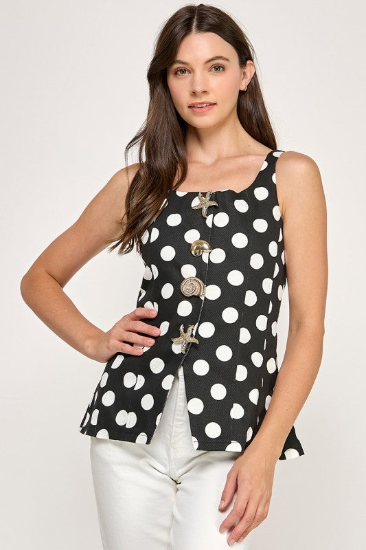 Black Polka Dot Top