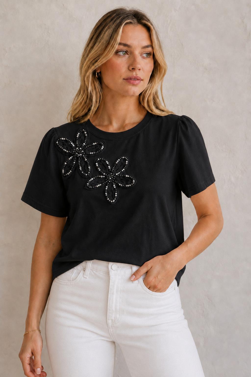 Black Embroidery T-Shirt