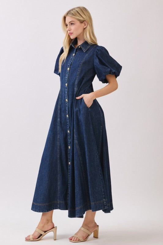 Pre-order June 15 Dark Denim Maxi Dress