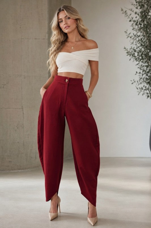 Pre-order Oct 19 Burgundy Barrel  Pant