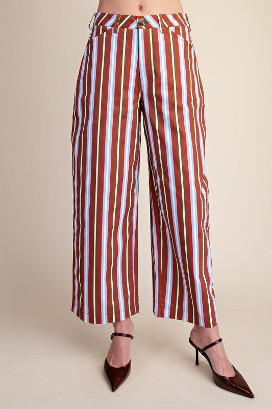 Camel/Blue Barrel Stripe Pant