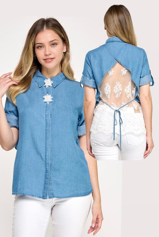 Denim Back in Lace Shirt