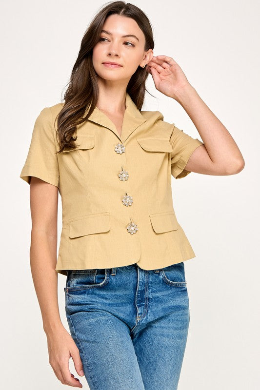 Taupe Short Sleeve Blazer