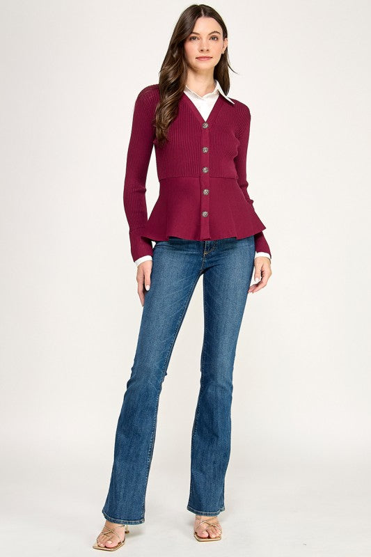 Pre-order Dic 3 Burgundy Long Sleeve Knit Shirt