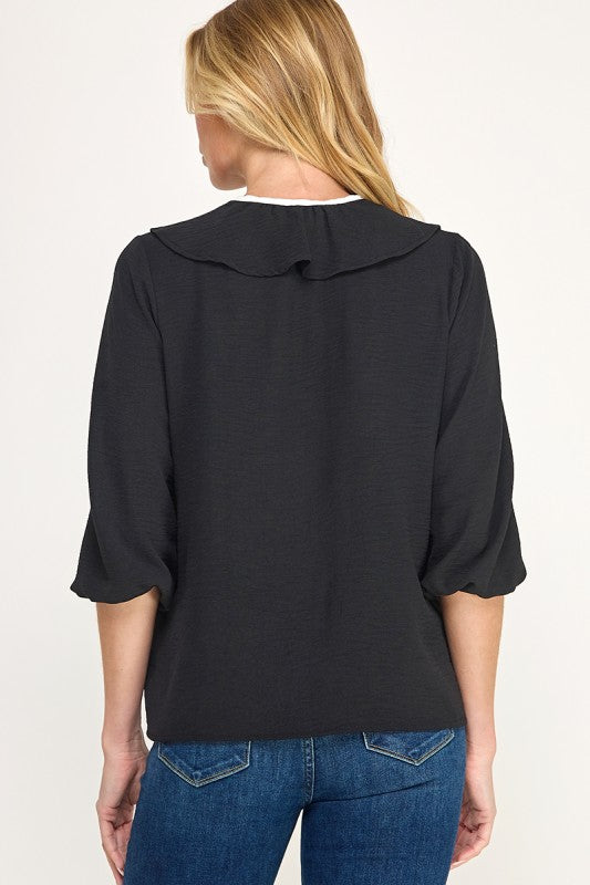 Black Woven Top