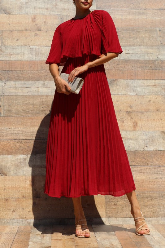 Red Cape Midi Dress