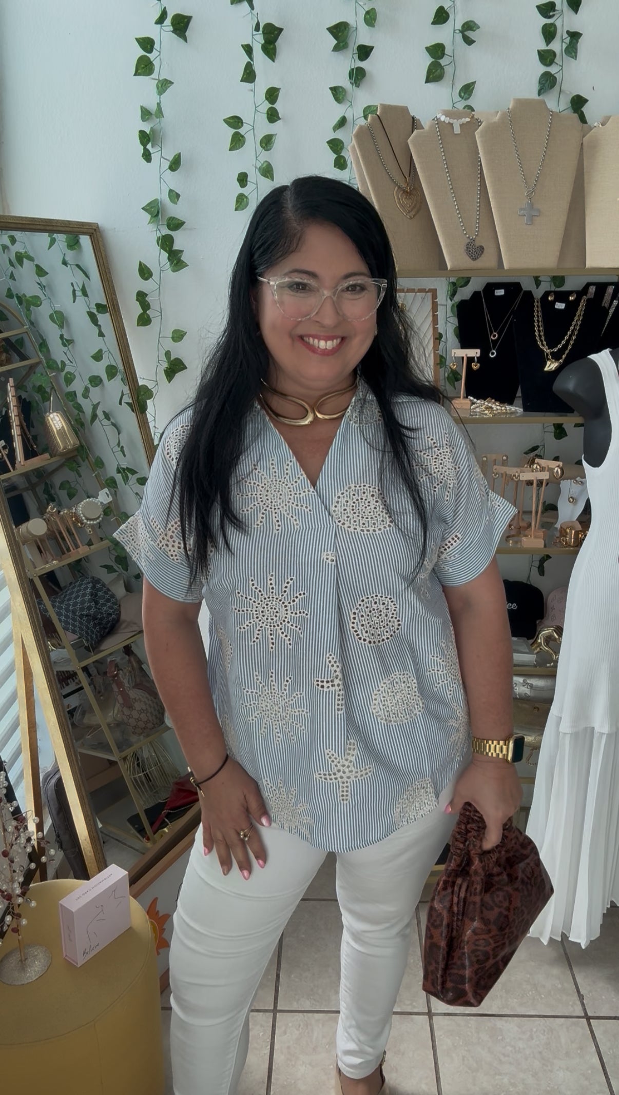 Blue Embroidery Under the Sea Shirt