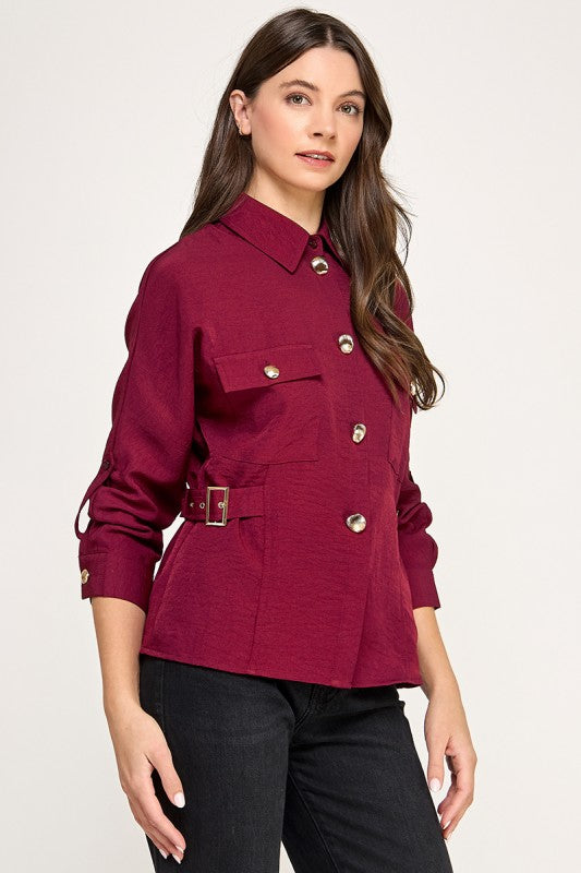Burgundy Button Down Shirt