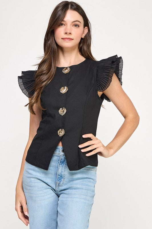 Black Metal Buttons Shirt