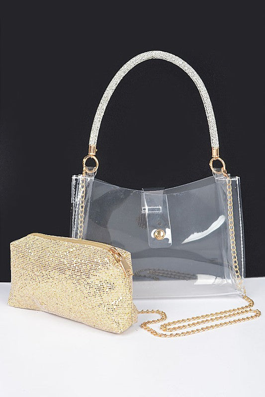 Clear & Gold Hobo Bag