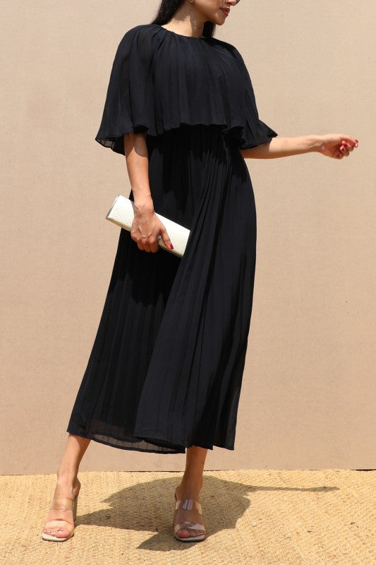 Black Cape Midi Dress