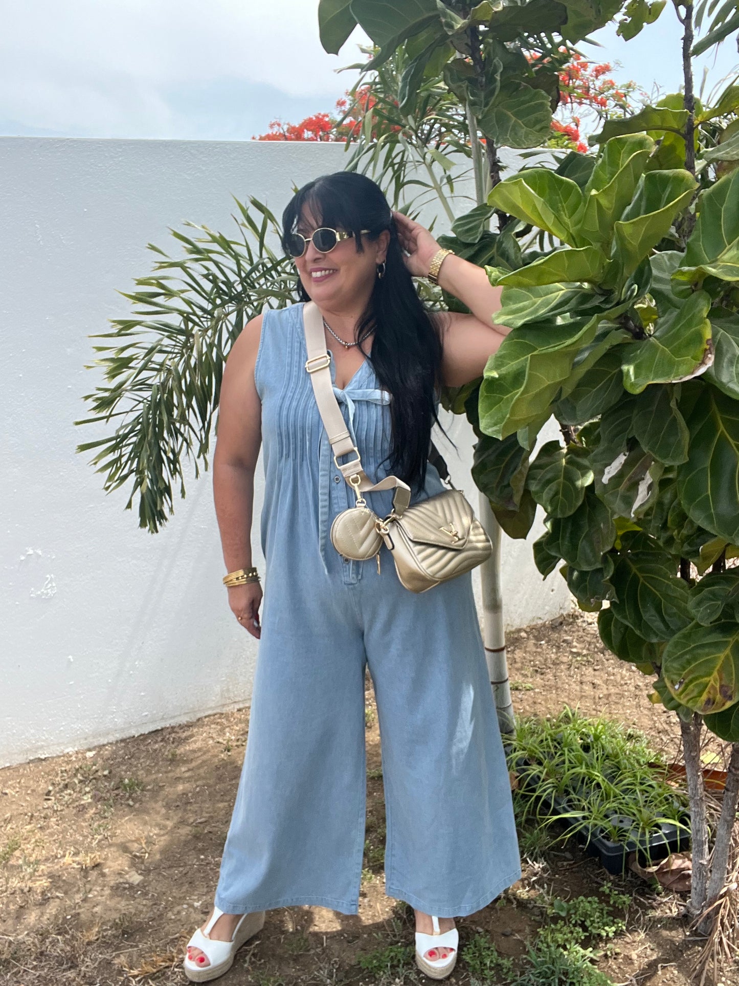 Denim Wide Leg Jumpsuit