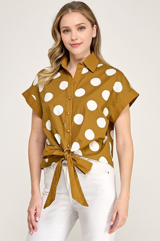 Brown Polka Dot Shirt