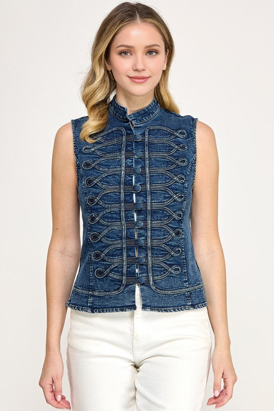 Pre-order Oct 12 Denim Military Vest