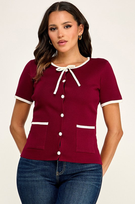 Pre-order July 27 Burgundy Sweater Top