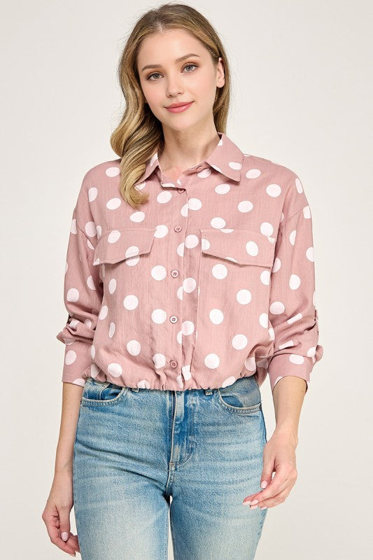 Pre-order June 15 Pink Polka Shirt