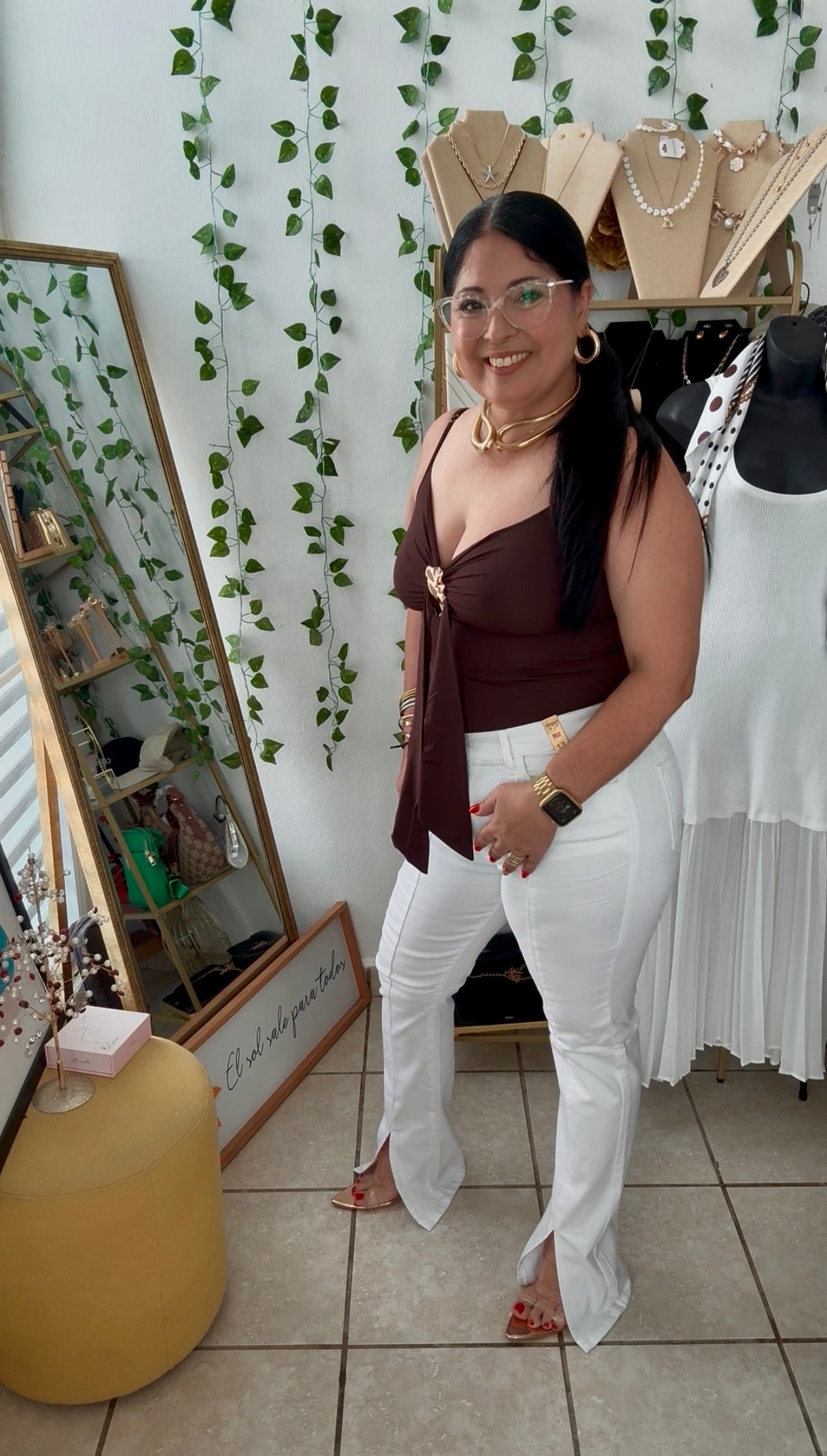 Brown Golden Touch Tank Top