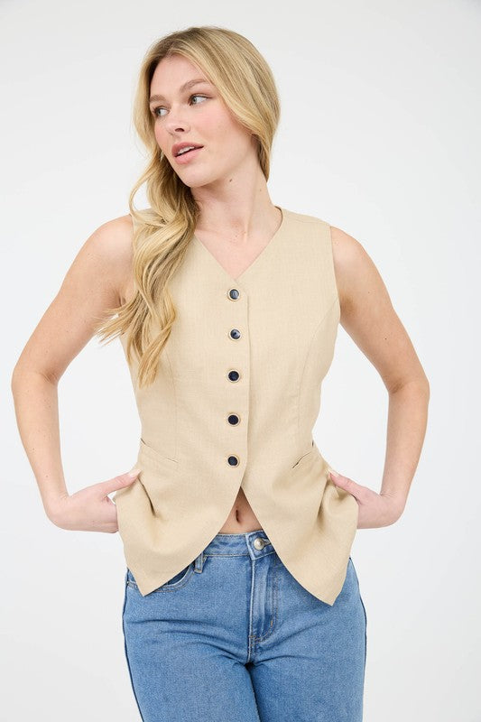 (Corre peq, leer abajo) Khaki Long Lines Vest