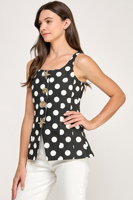 Black Polka Dot Top