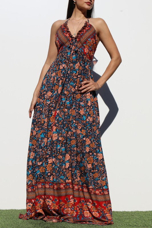 Blue Woven Maxi Dress