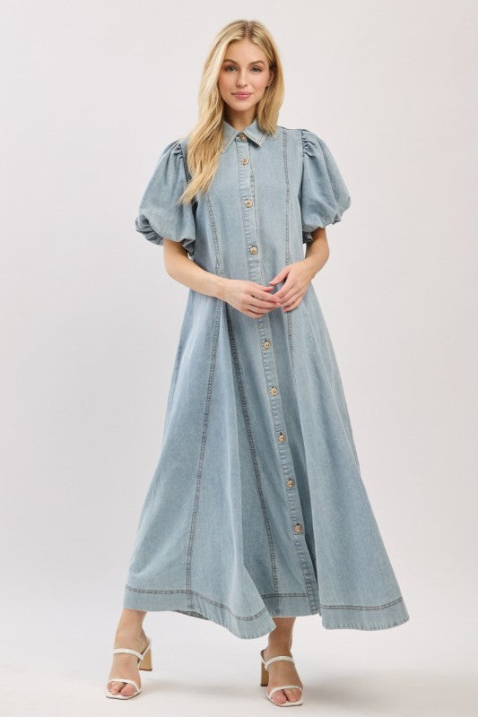Pre-order June 15 Light Denim Maxi Dress