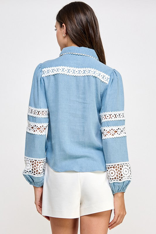 Lace Light Denim Shirt