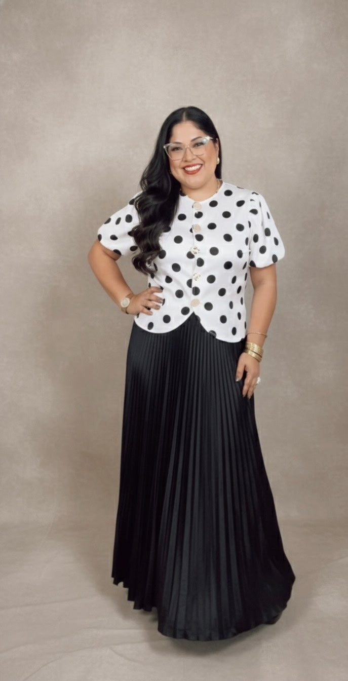 Black Elastic waistband with belt Skirt