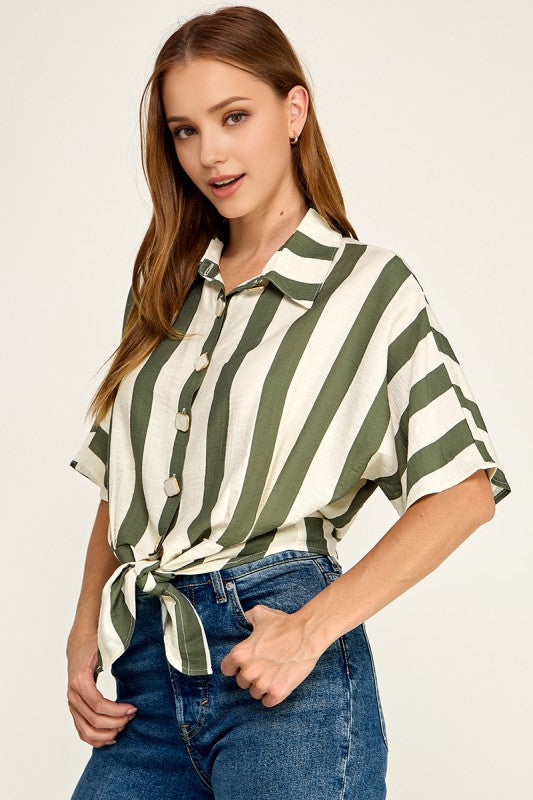 Pre-orderJuly 6 Olive Stripe Shirt