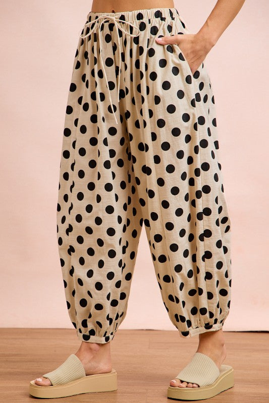 Polka Dot Woven Balloon Pants