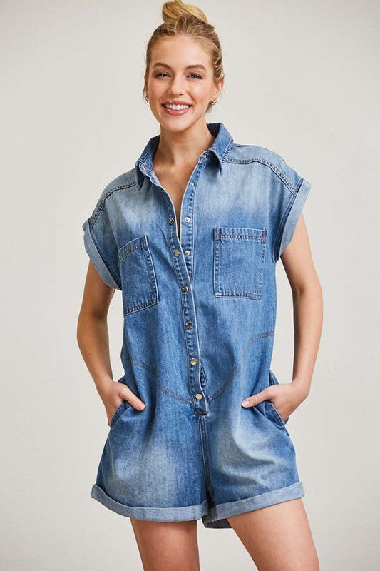 Denim Button Down Romper