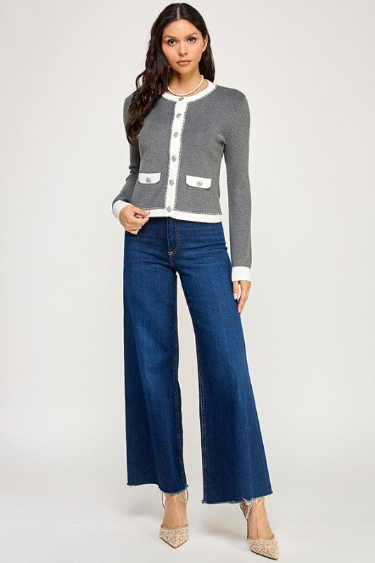 Gray Brown Cardigan