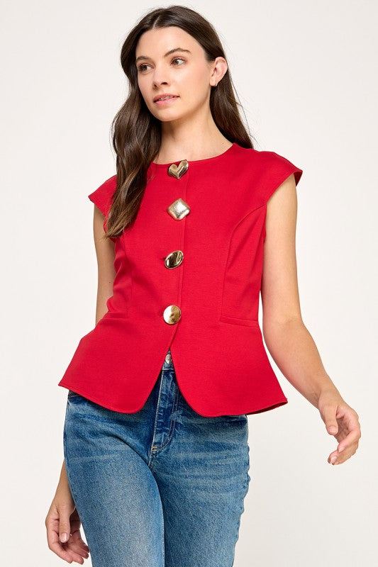 Pre-order Agosto 30 Red Gold Botton Vest