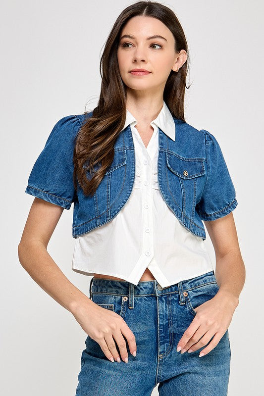 Re-Stock Denim Color Block Shirt
