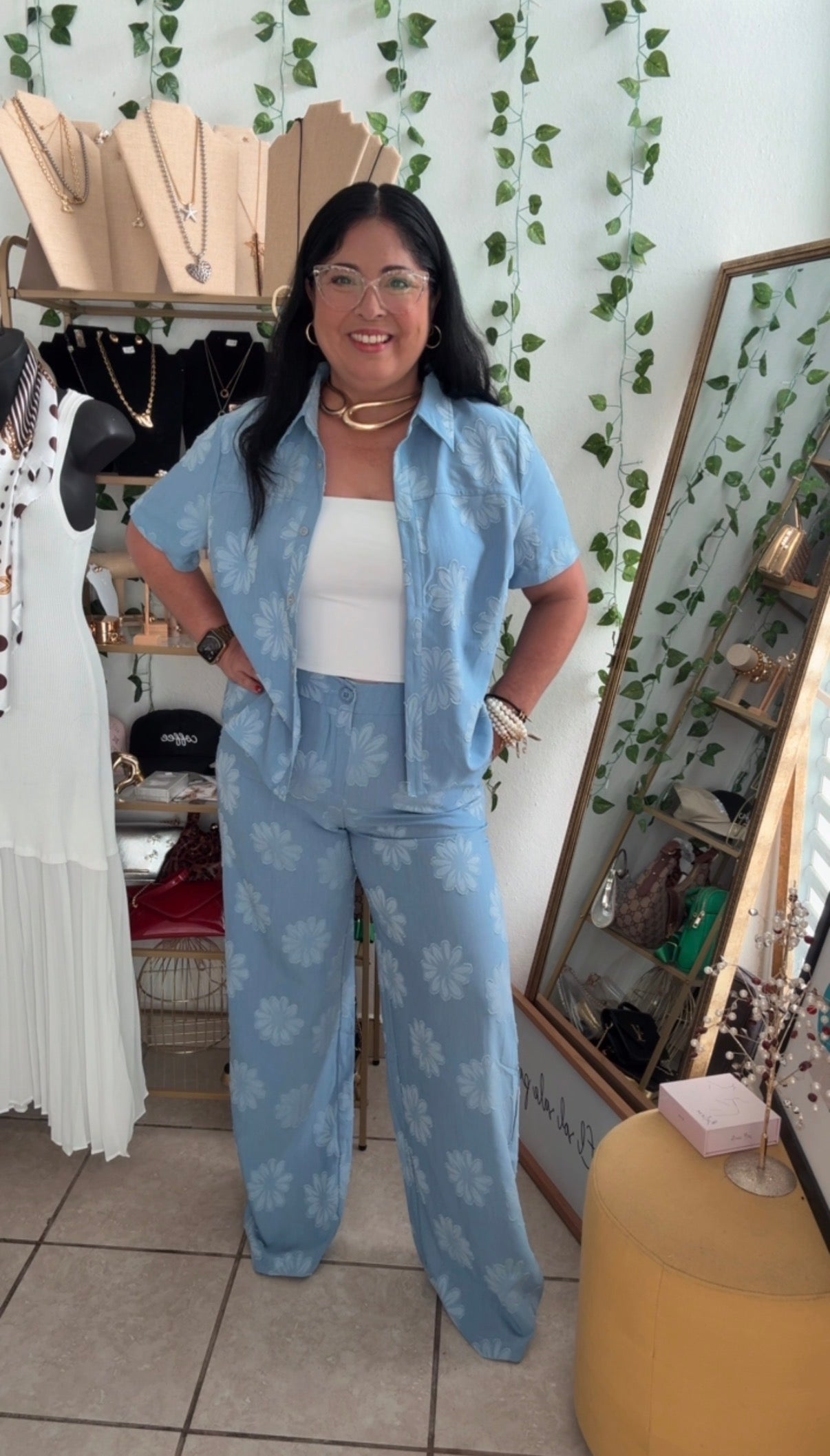 No es Denim Set Flowers