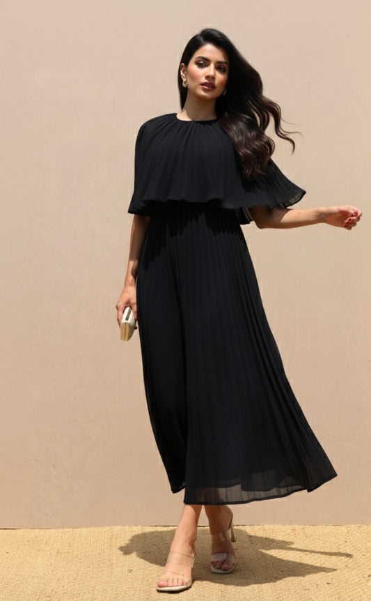 Black Cape Midi Dress