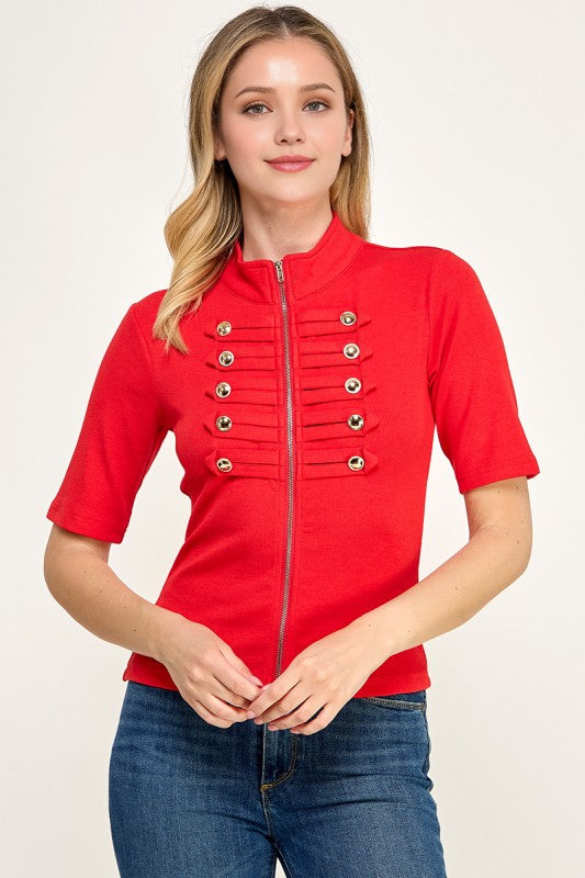 Red Napoleonic Front Zipper