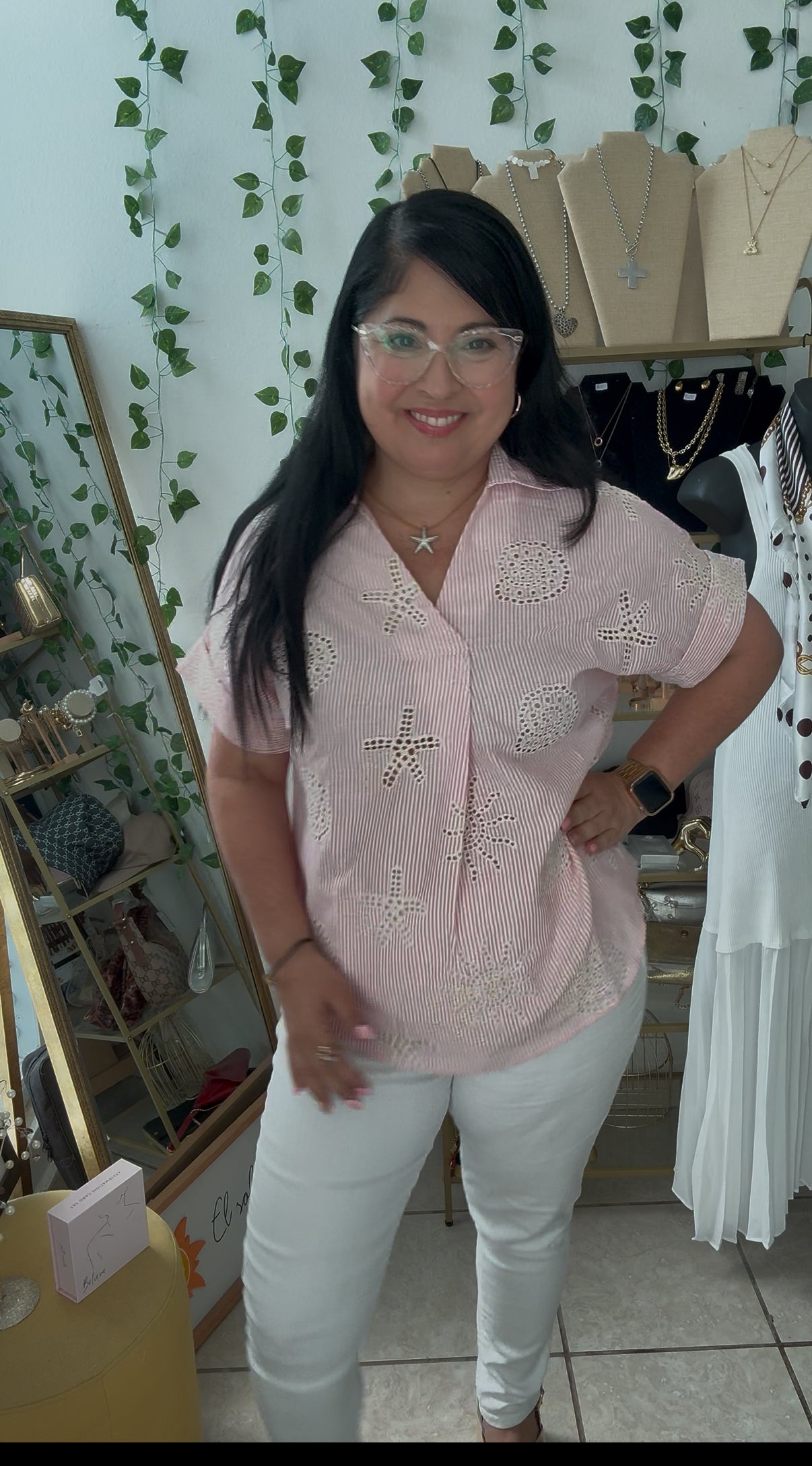 Pink Embroidery Under the Sea Shirt