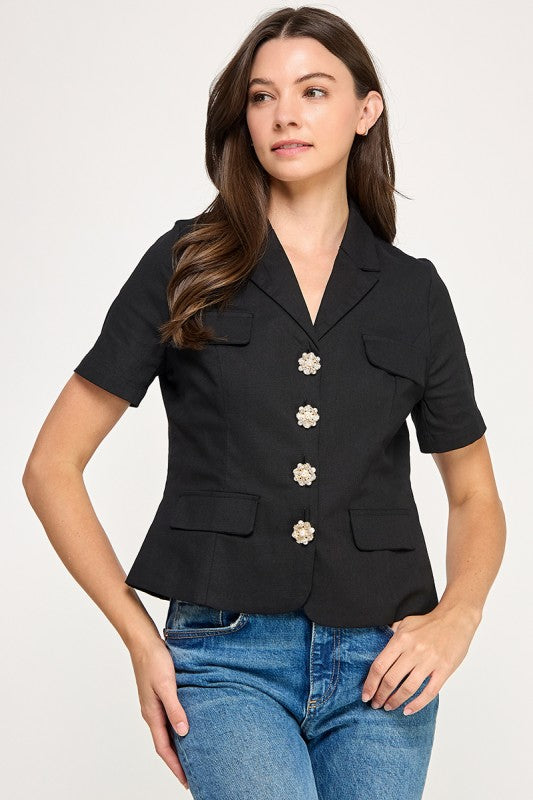 Black Short Sleeve Blazer