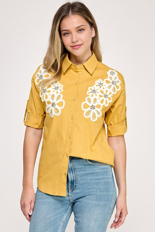 Mustard Flower Patch Shirt