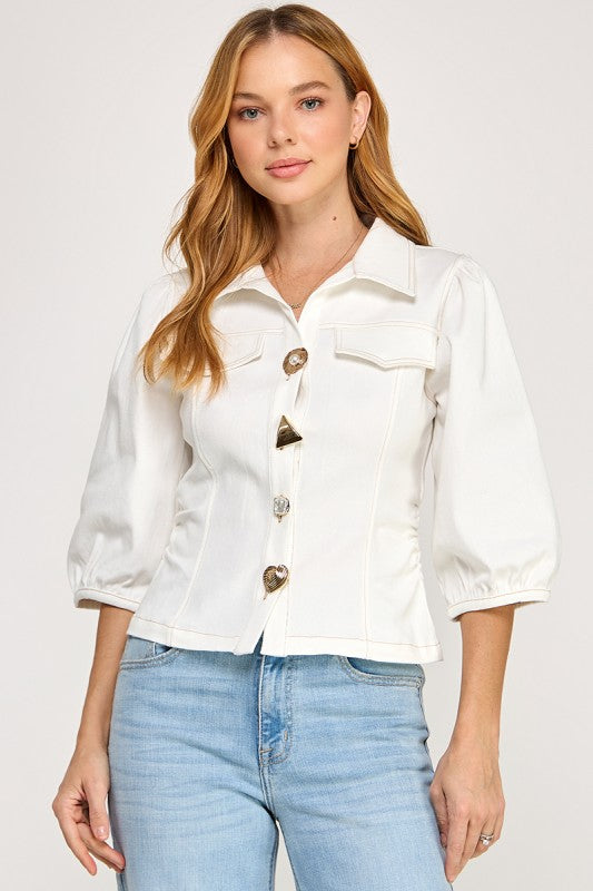 Pre-order Jan 19 White Denim Jacket