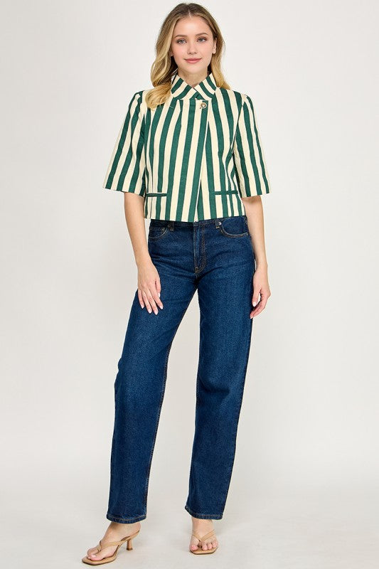 Pre-order Sept 21 Green Vertical Stripe Jacket