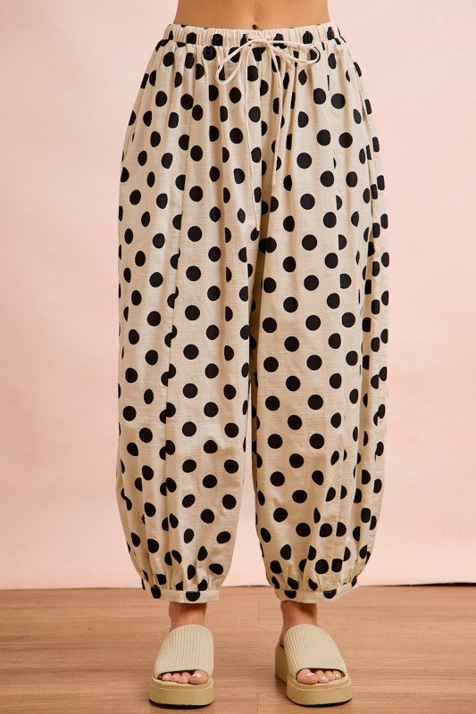 Polka Dot Woven Balloon Pants
