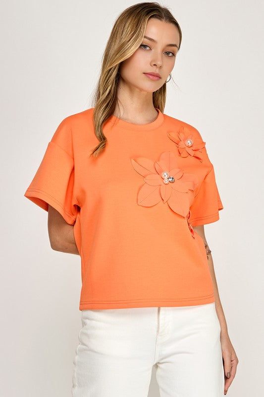 Pre-order March 9 Orange Flower top