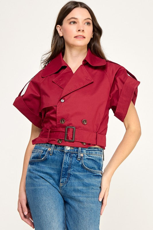 Pre-order Agosto 24 Burgundy Belted Jacket